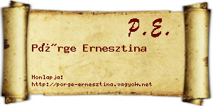 Pörge Ernesztina névjegykártya